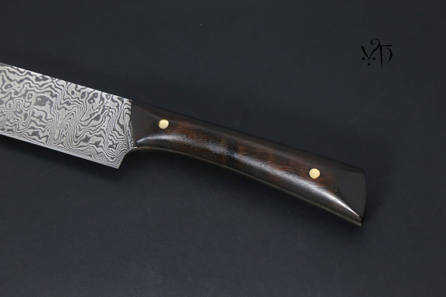 Butcher's Kitchen Knife 225 mm. Hand Forged Damascus Carbon Steel
