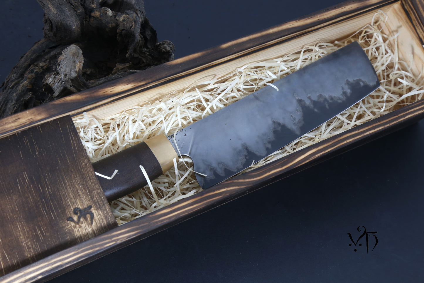 Nakiri Sanmai 190mm Japanese Chef Knife. Stainless & Carbon Steel