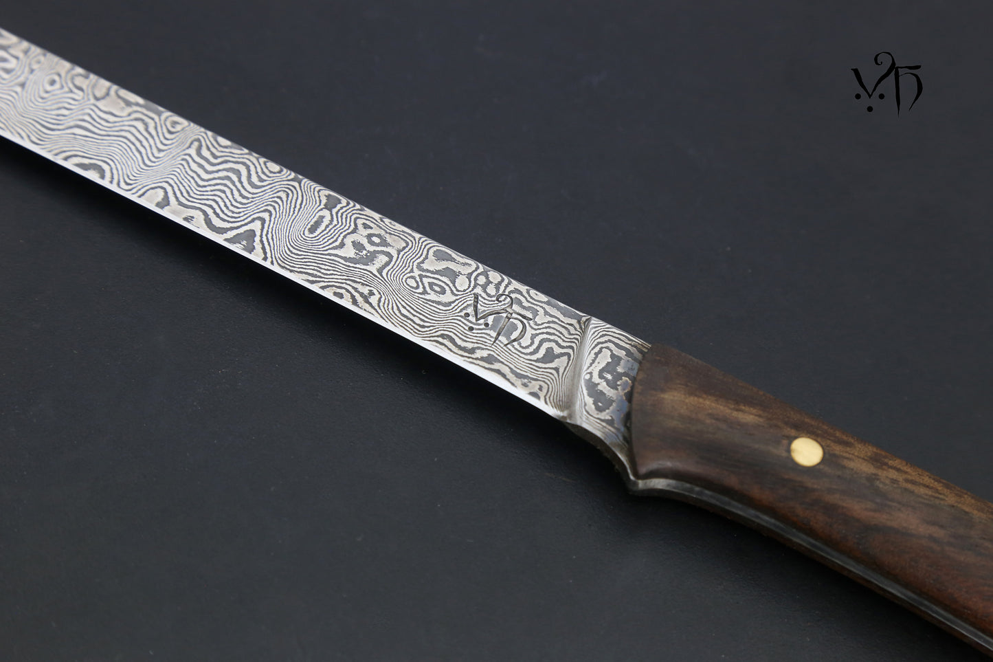 Ham Knife 300 mm Hand Forged Damascus. Unique Chef Knives.