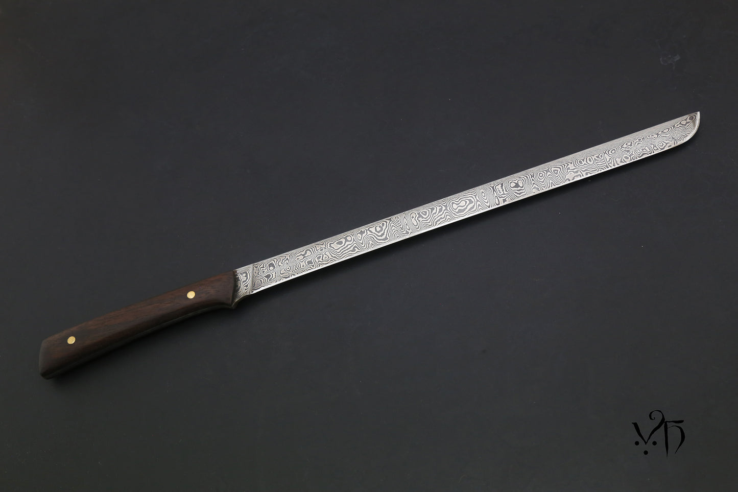 Ham Knife 300 mm Hand Forged Damascus. Unique Chef Knives.