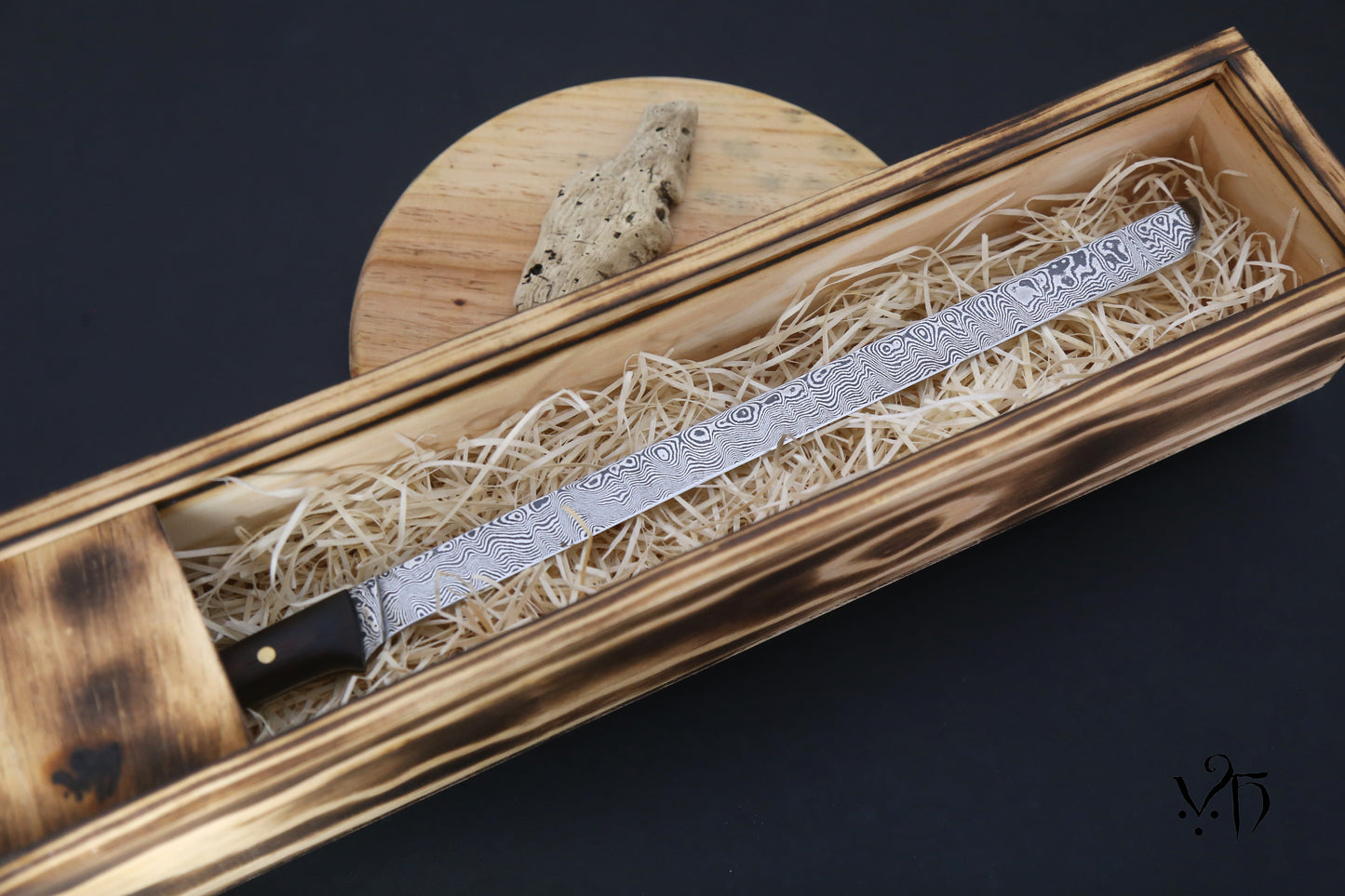 Ham Knife 300 mm. Hand Forged Damascus 105 Layers.