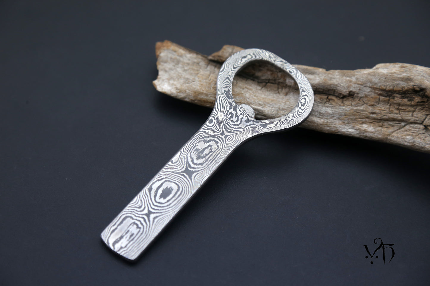 Bottle Opener 10.5cm. Hand Forged Damascus Steel