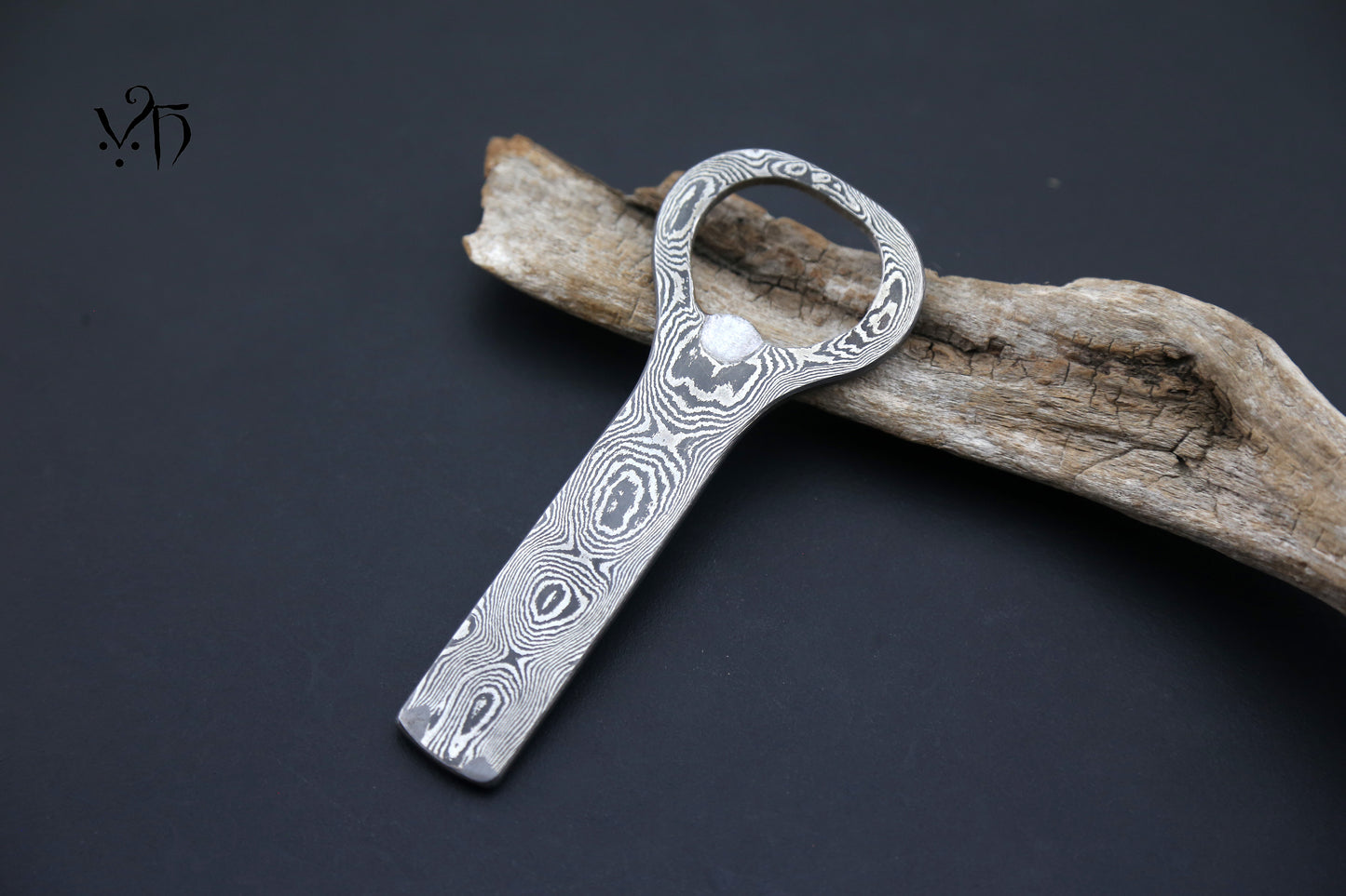 Bottle Opener 10.5cm. Hand Forged Damascus Steel