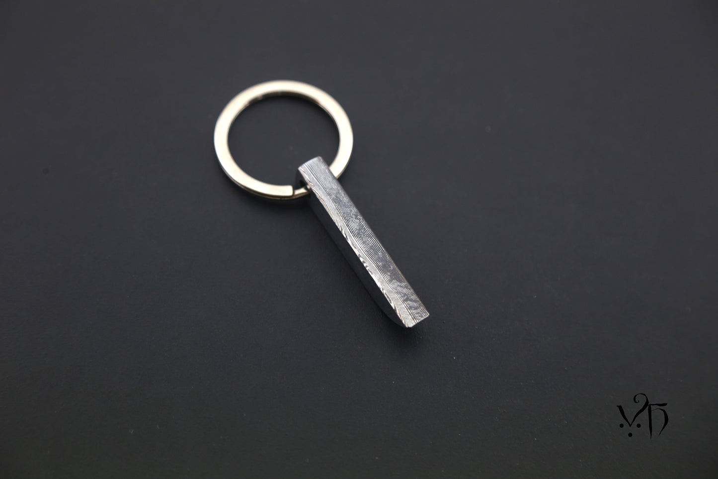 Keychain with Hand Forged Damascus. Unique Keyring for Metal Lovers & Traditional Forge