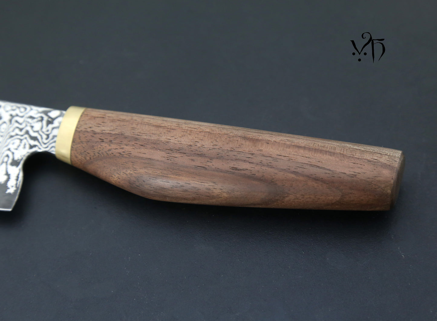 Gyuto Damascus 180 mm Carbon Steel. Hand Forged Chef Knife.