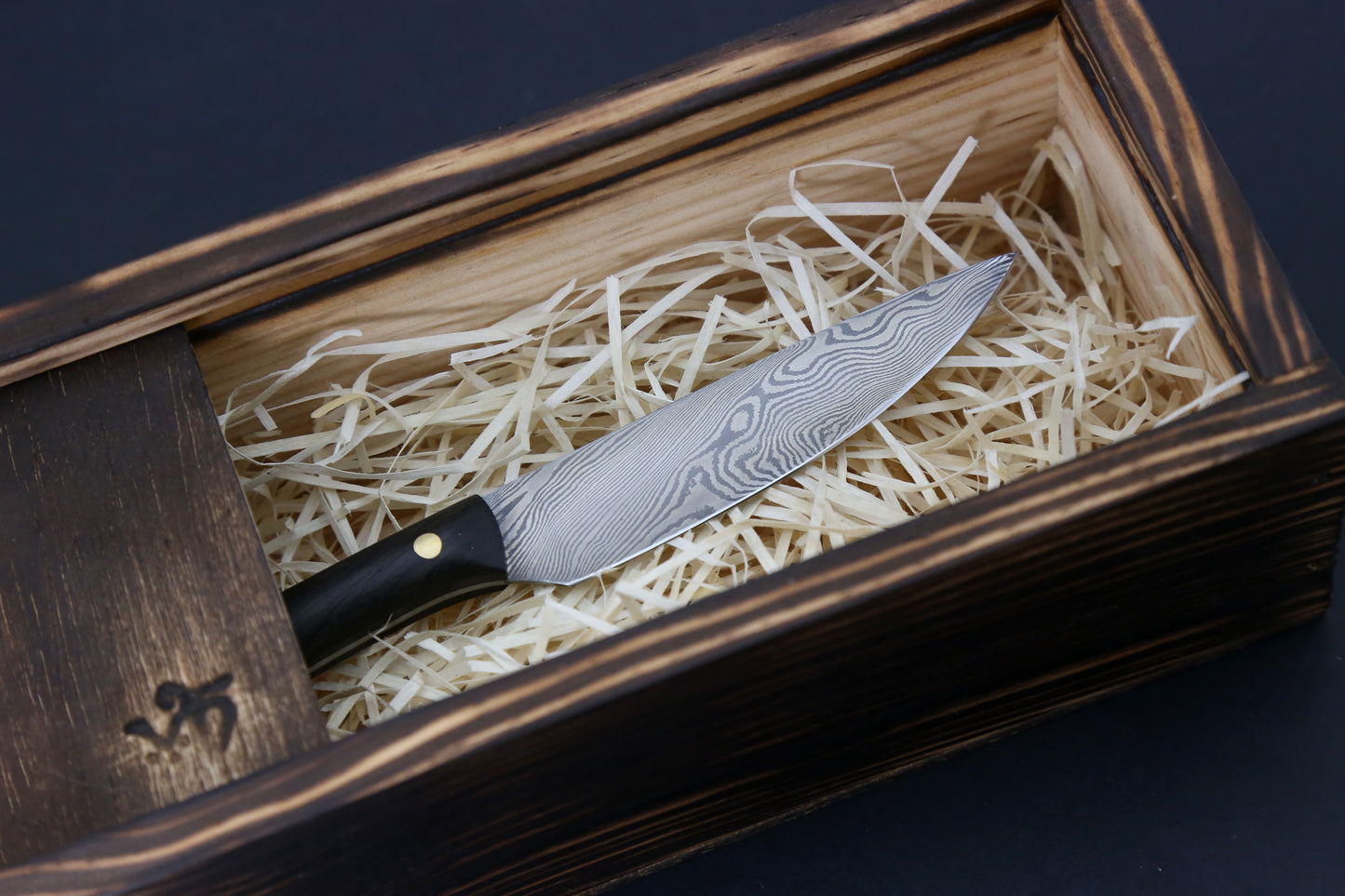 Table Knife 100mm Damascus. Hand Forged Multi-Purpose Kitchen Knife