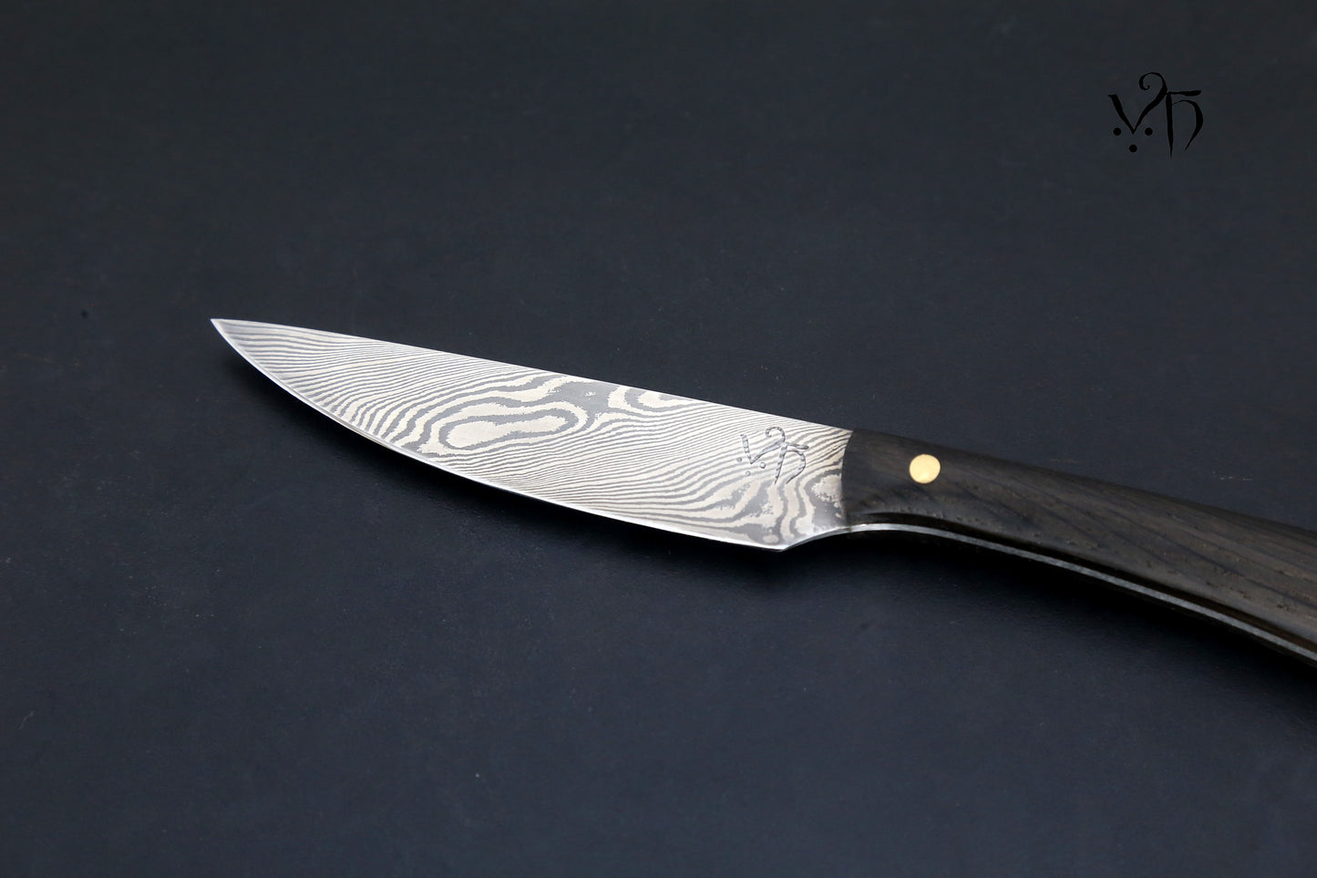 Table Knife 100mm Damascus. Hand Forged Multi-Purpose Kitchen Knife