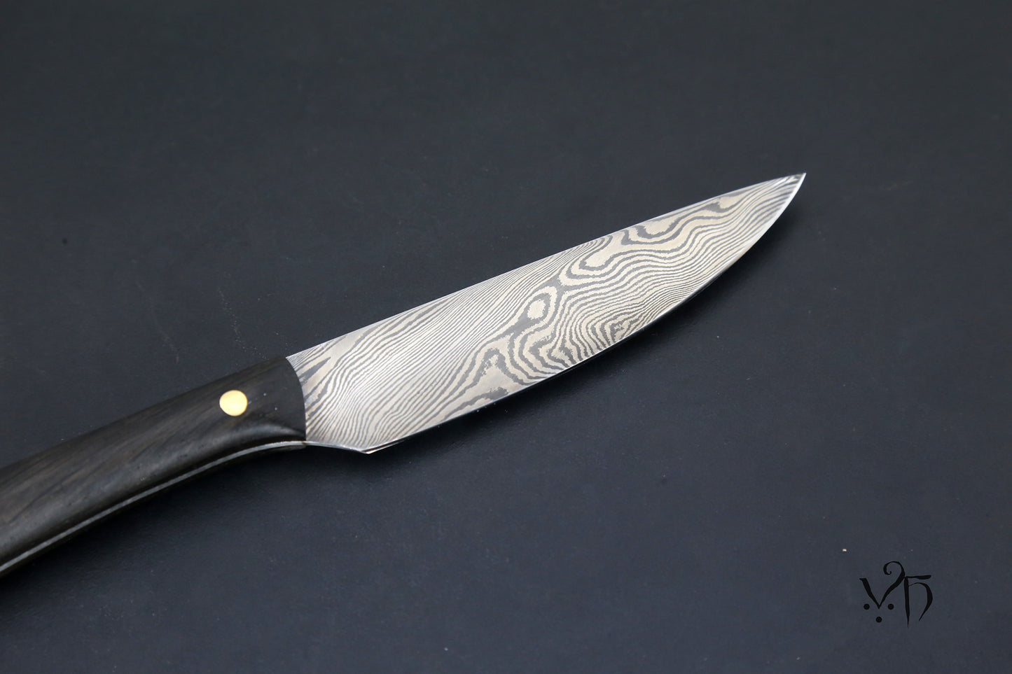 Table Knife 100mm Damascus. Hand Forged Multi-Purpose Kitchen Knife