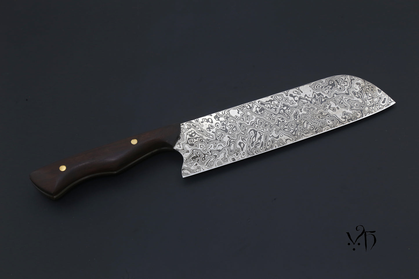 Santoku Damascus 170 mm. Hand Forged Professional Chef's Knife