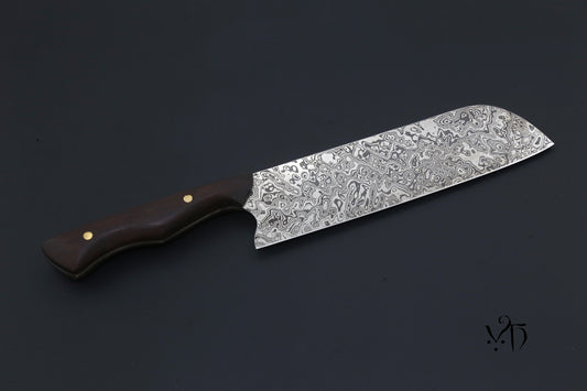 Santoku Damascus 170 mm. Hand Forged Professional Chef's Knife