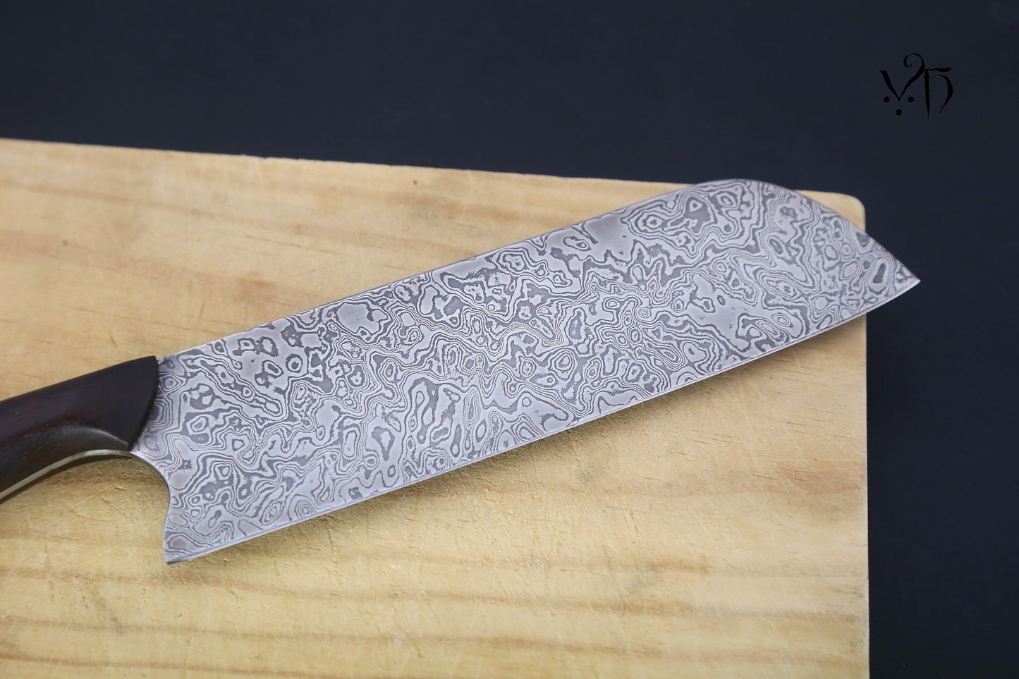 Santoku Damascus 170 mm. Hand Forged Professional Chef's Knife