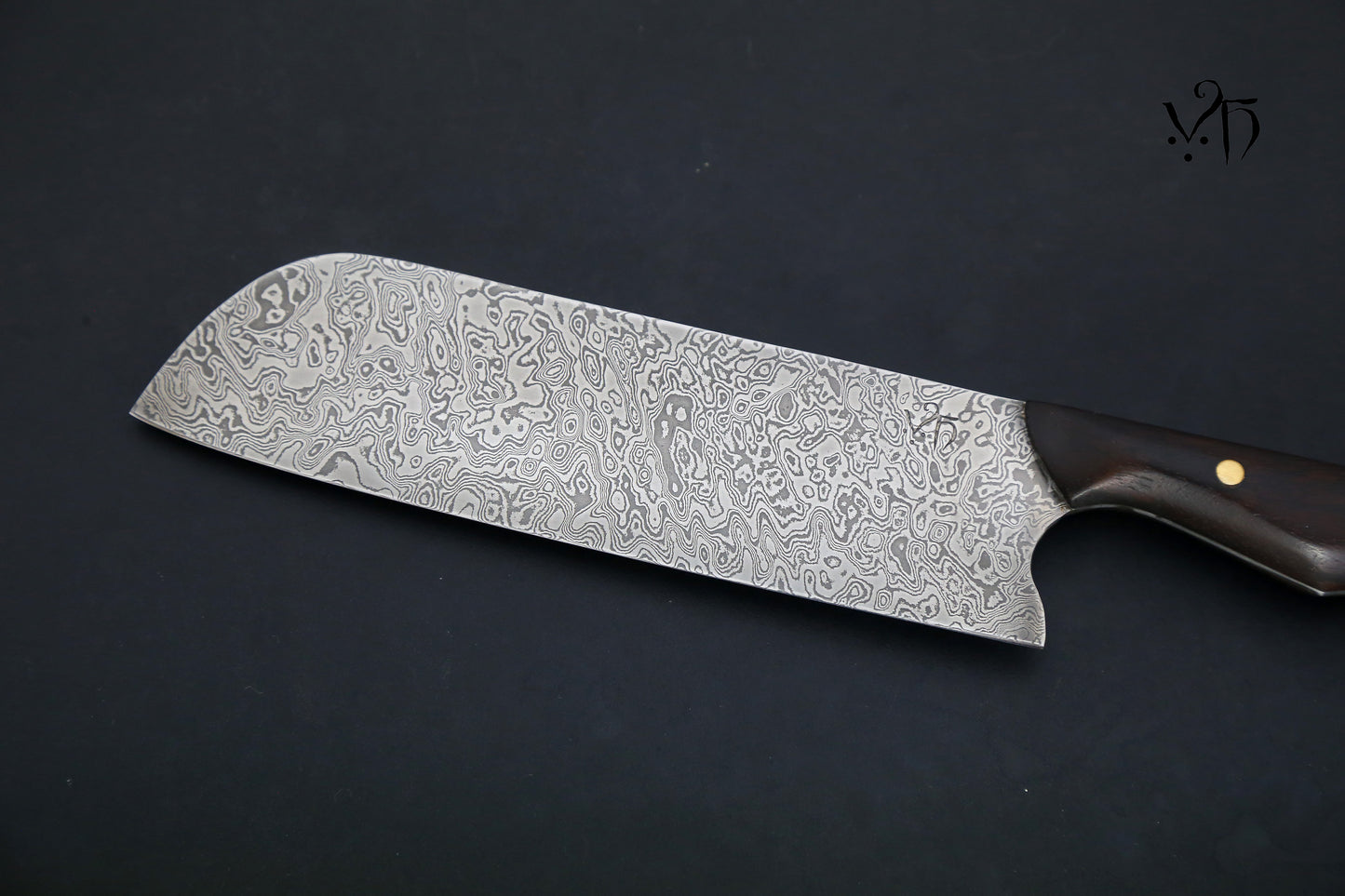 Santoku Damascus 170 mm. Hand Forged Professional Chef's Knife
