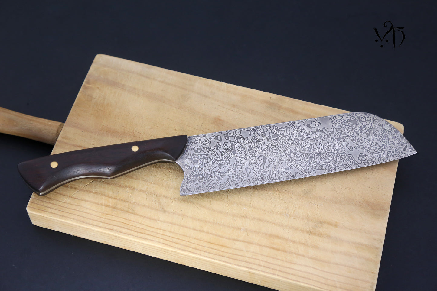 Santoku Damascus 170 mm. Hand Forged Professional Chef's Knife