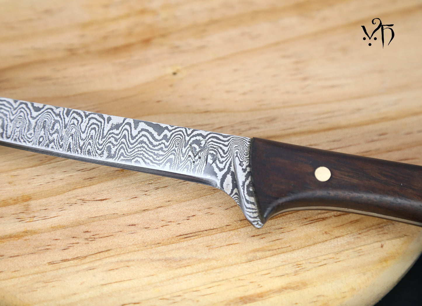 Hand Forged Damascus Chef's Boning Knife 135mm. Carbon Steel