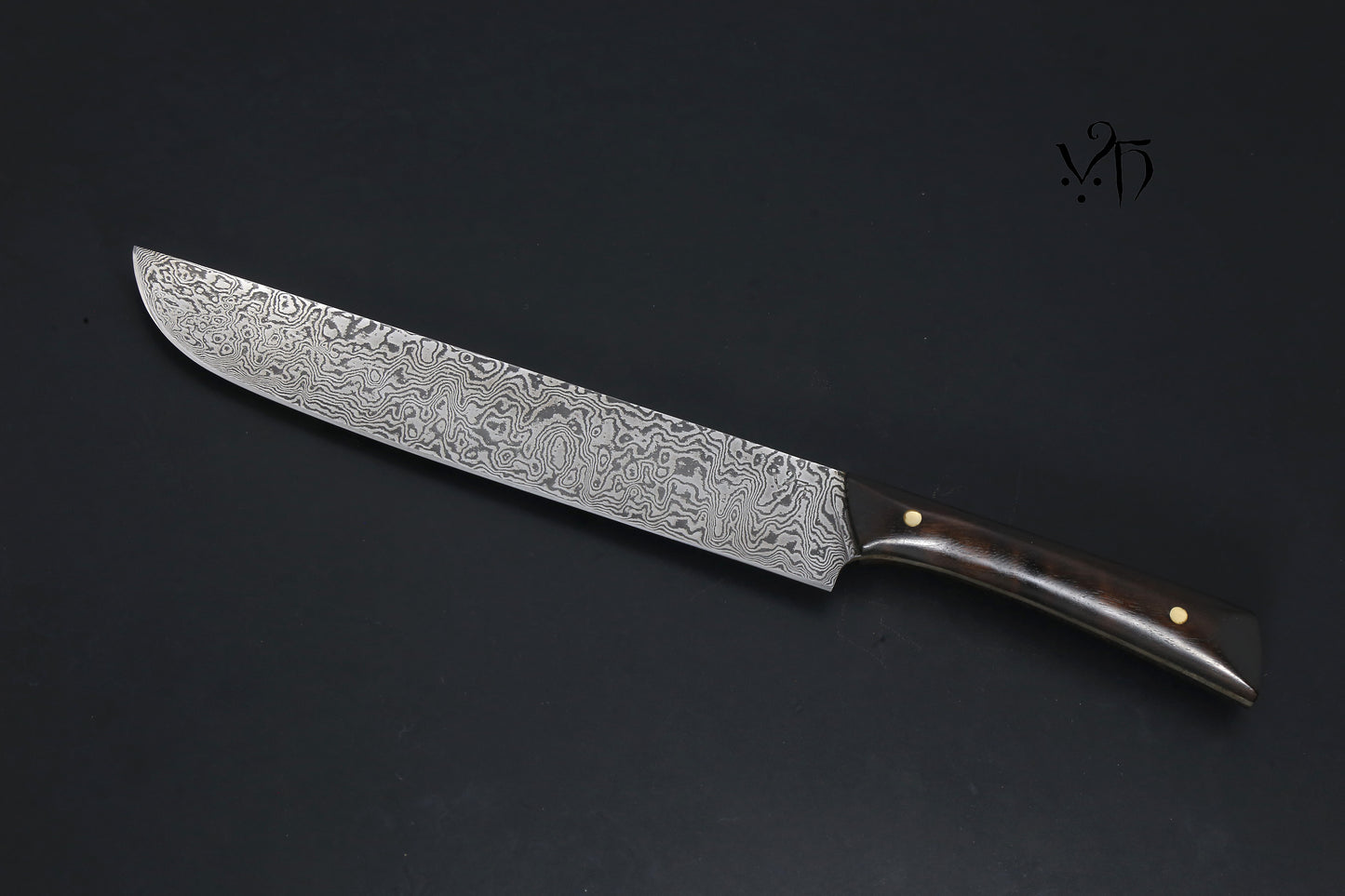 Butcher's Kitchen Knife 225 mm. Hand Forged Damascus Carbon Steel