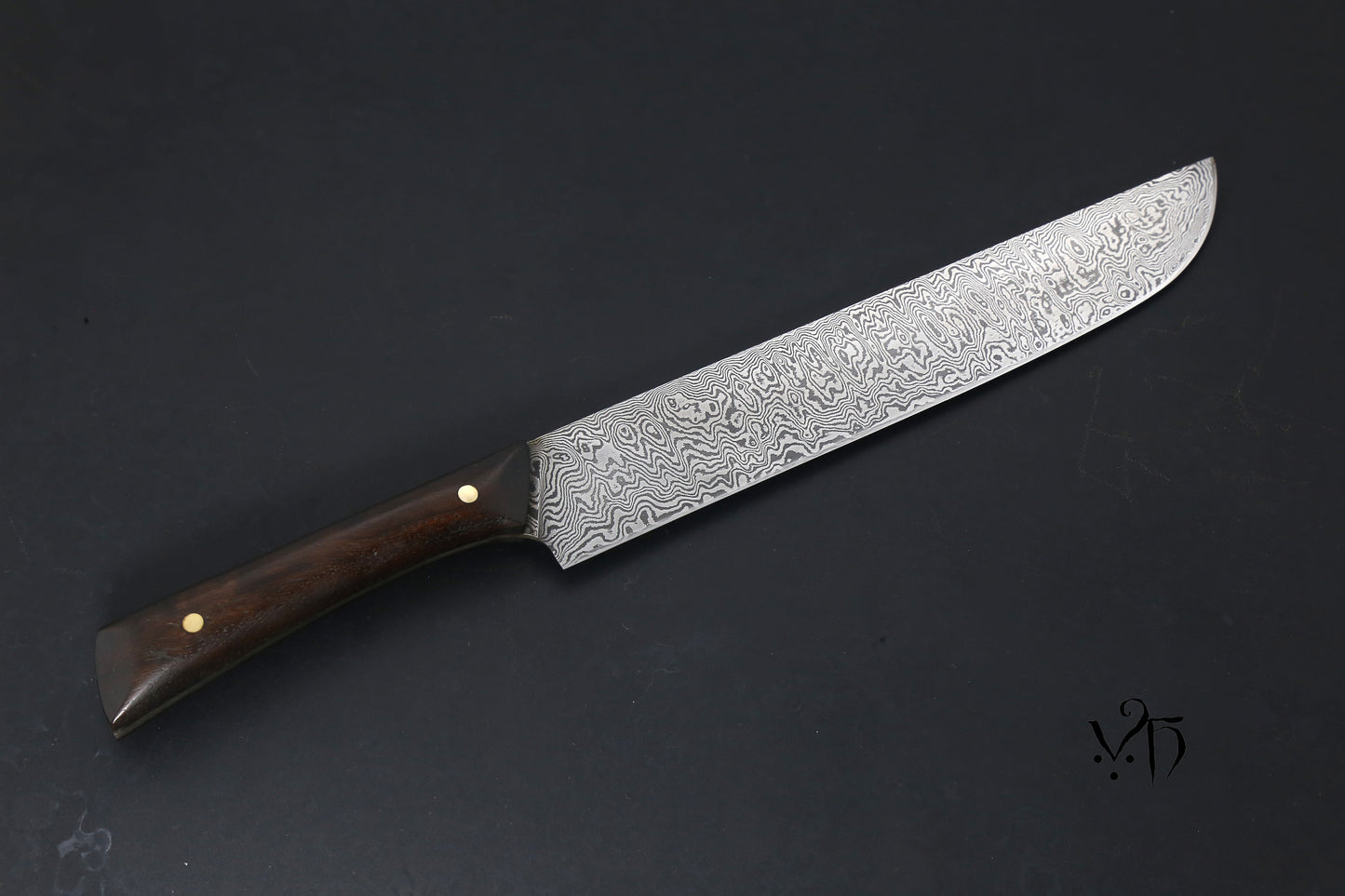 Butcher's Kitchen Knife 225 mm. Hand Forged Damascus Carbon Steel
