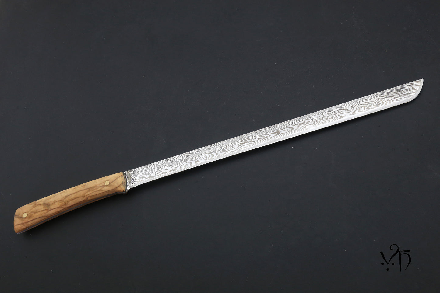 Spanish Ham Knife 305 mm. Hand Forged Damascus
