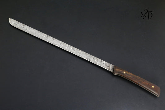 Ham Knife 300 mm Hand Forged Damascus. Unique Chef Knives.