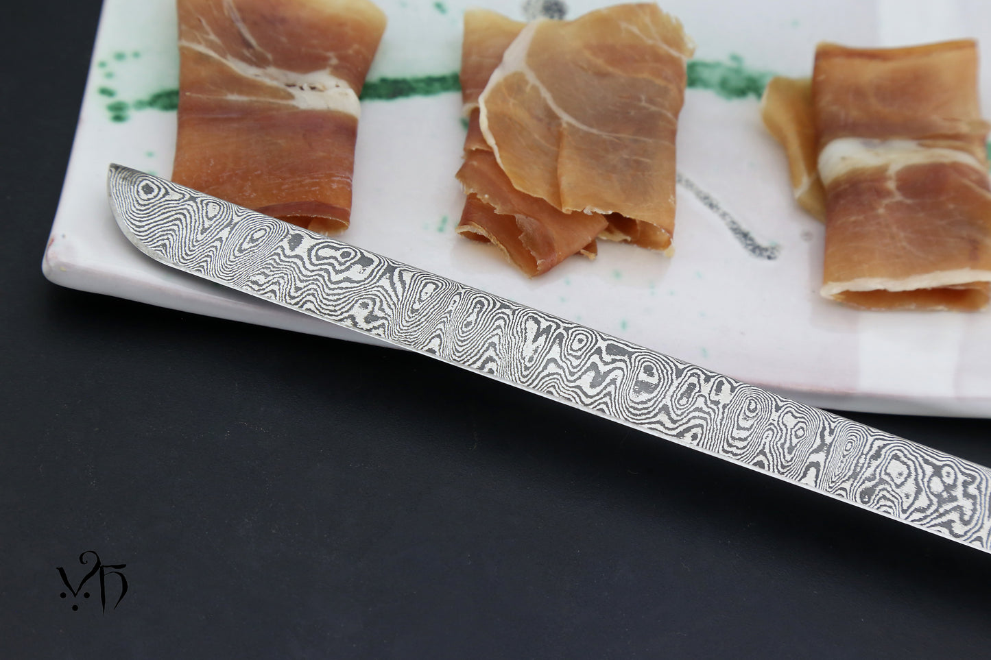 Ham Knife 300 mm. Hand Forged Damascus 105 Layers.