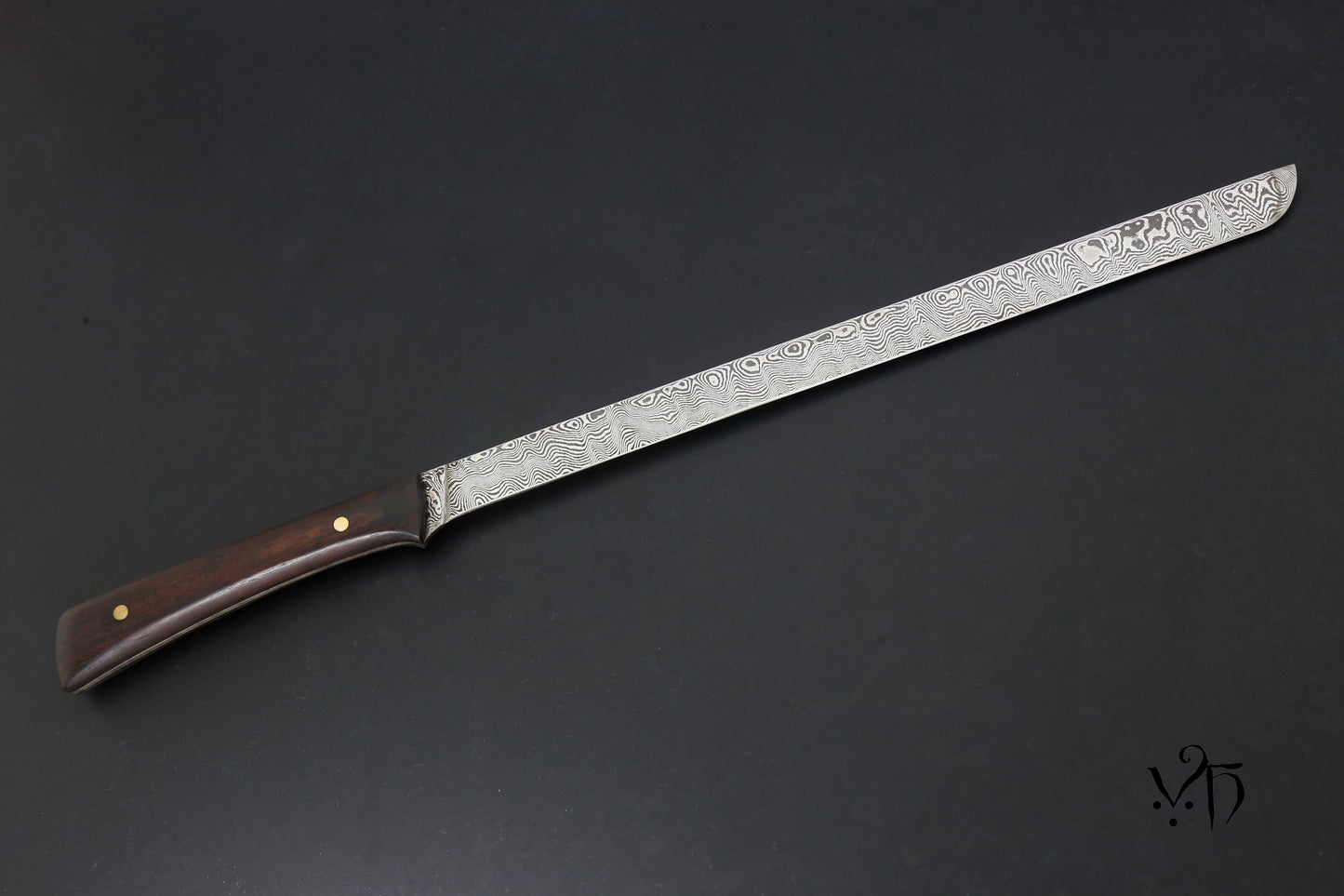 Ham Knife 300 mm. Hand Forged Damascus 105 Layers.