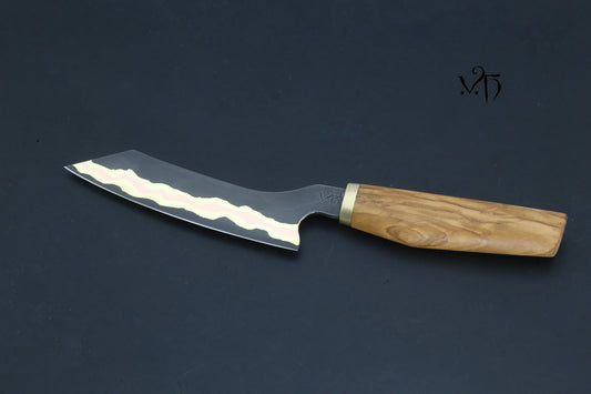Cheese Knife 140 mm. Cumai Laminated Carbon Steel, Copper & Brass
