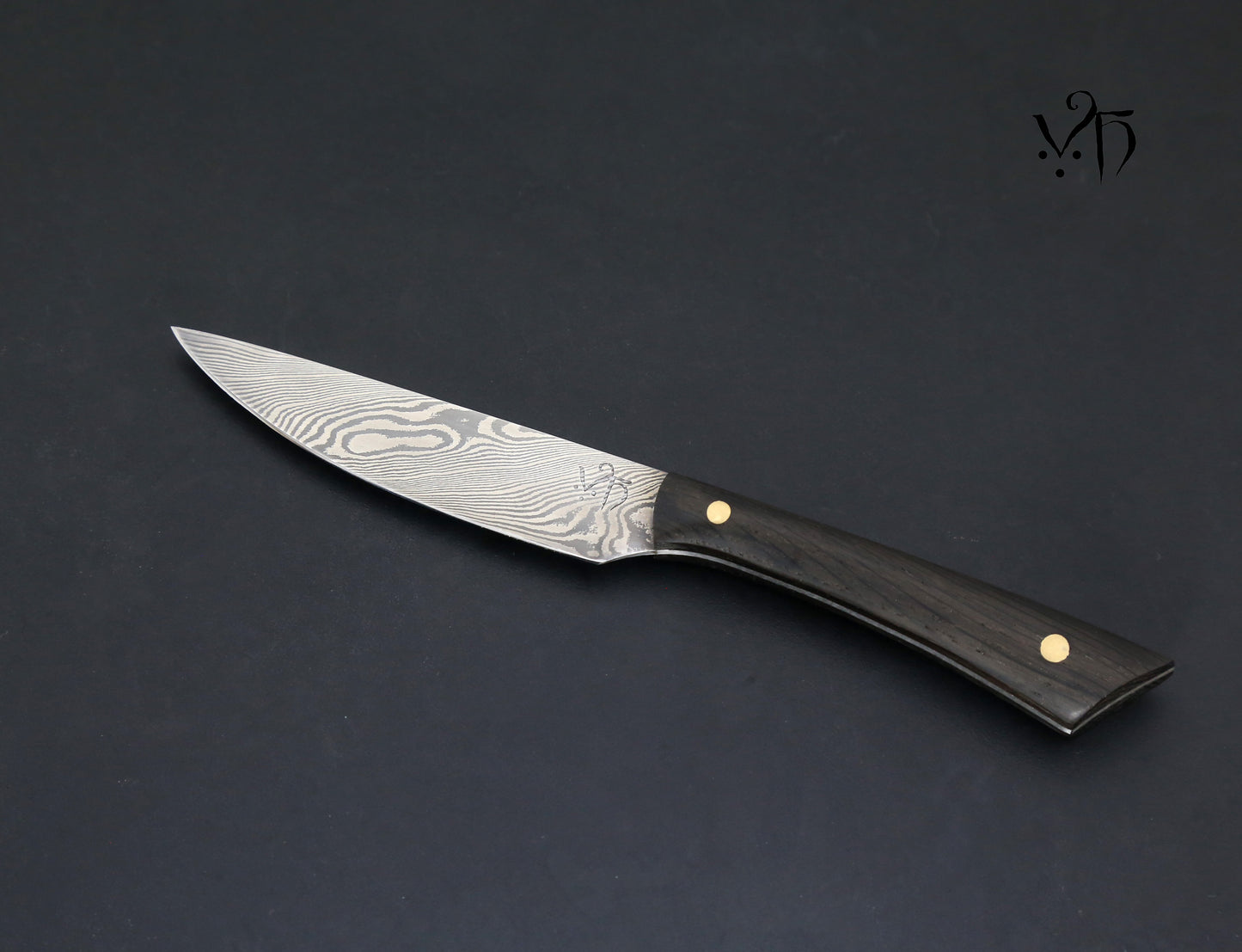 Table Knife 100mm Damascus. Hand Forged Multi-Purpose Kitchen Knife