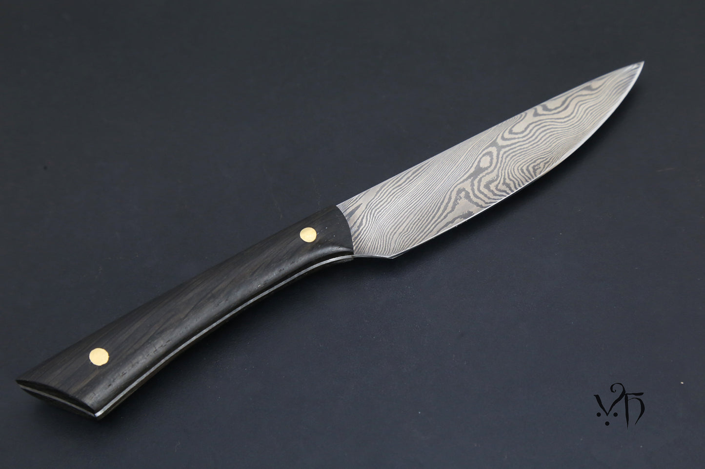 Table Knife 100mm Damascus. Hand Forged Multi-Purpose Kitchen Knife