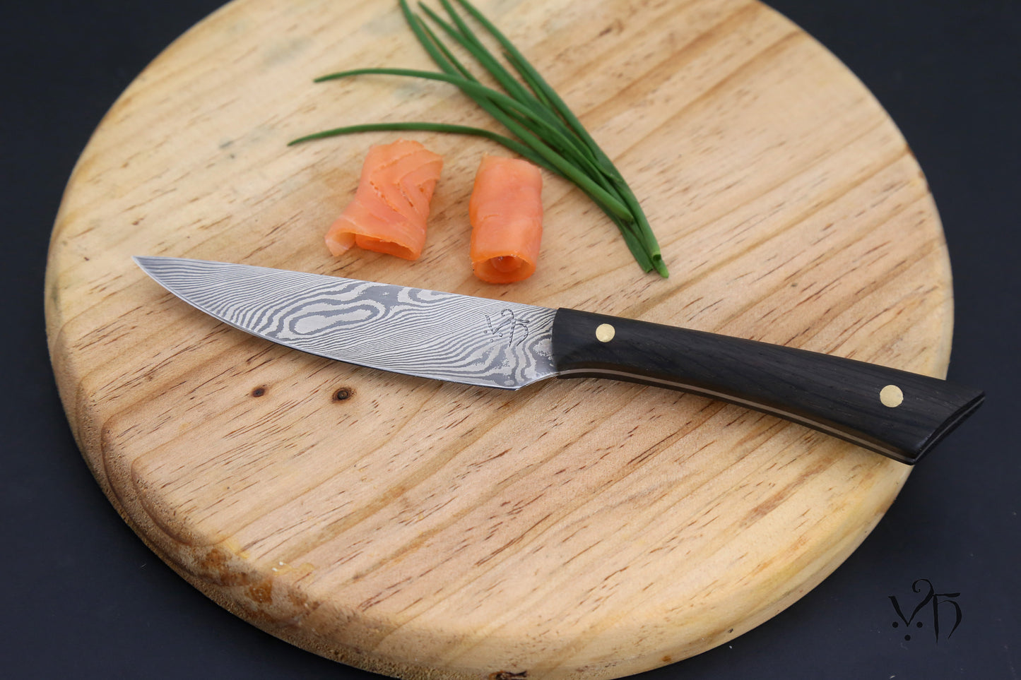 Table Knife 100mm Damascus. Hand Forged Multi-Purpose Kitchen Knife
